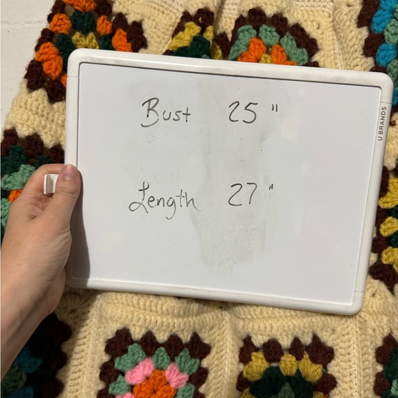 Vintage Handmade Crochet Colorful Granny Square Cardigan Sweater Size XL Hippie - Picture 6 of 6